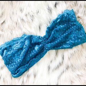 Free People Blue Essential Cross Back Lace Bandeau
